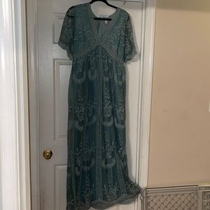 Pink Blush Green Dress